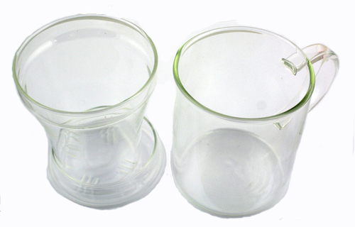 Heat resistant clear glass teacup with sieve or filter