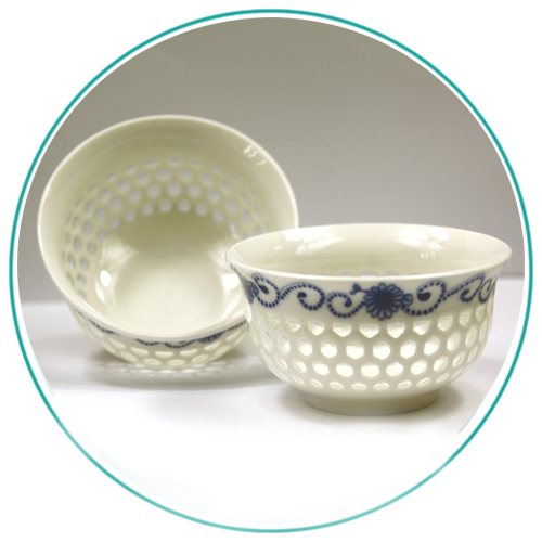 porcelain teacups - blue pattern
