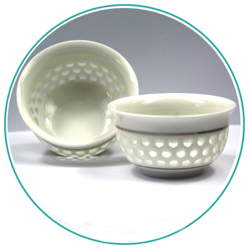 Porcelain Teacups - Gold Band